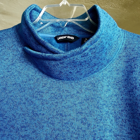 Lands' End Womens Two-toned Blue Mock Turtleneck Knit Sweater Size Large - Picture 2 of 7